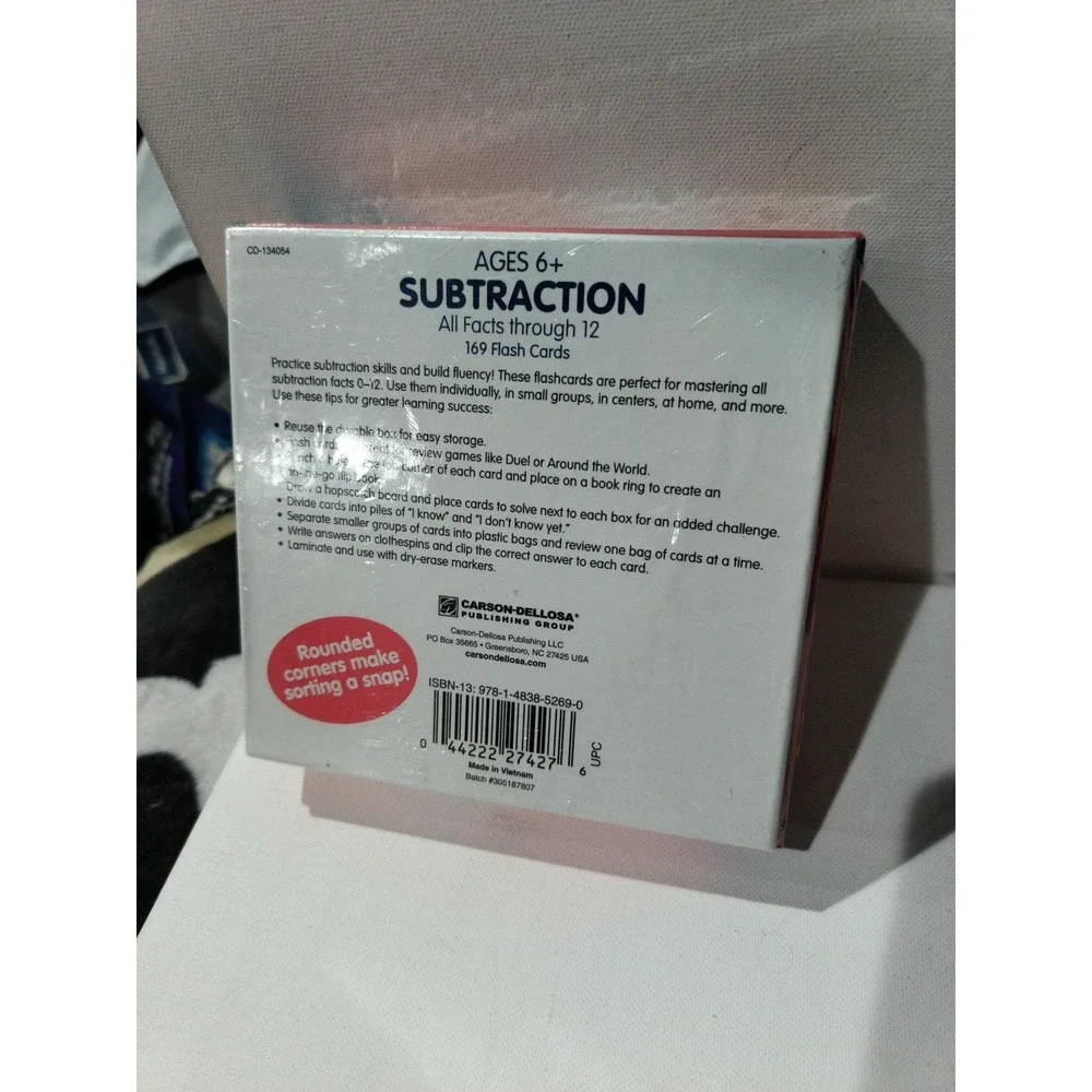 Carson-Dellosa Subtraction All Facts through 12 Flash Cards - Brand New Sealed